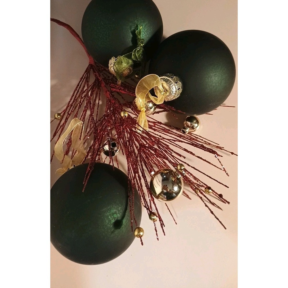 Frontgate Round Emerald Green‎ Glass Ornaments Christmas Decor Matte 3